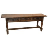 Antique Spanish Table with Three Drawers