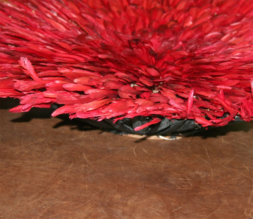 Feathers Cameroon Feathered Hat (Red)