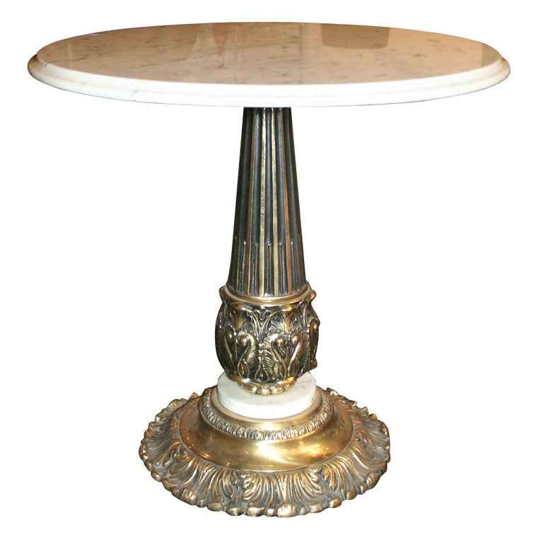 Italian Marble and Brass End Table For Sale