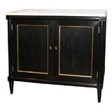 Ebonized Oak Marble Top Console with Brass Trim