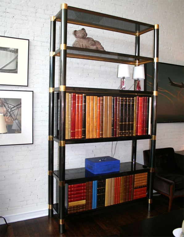Brass and Black Nickel Etagère by Karl Springer