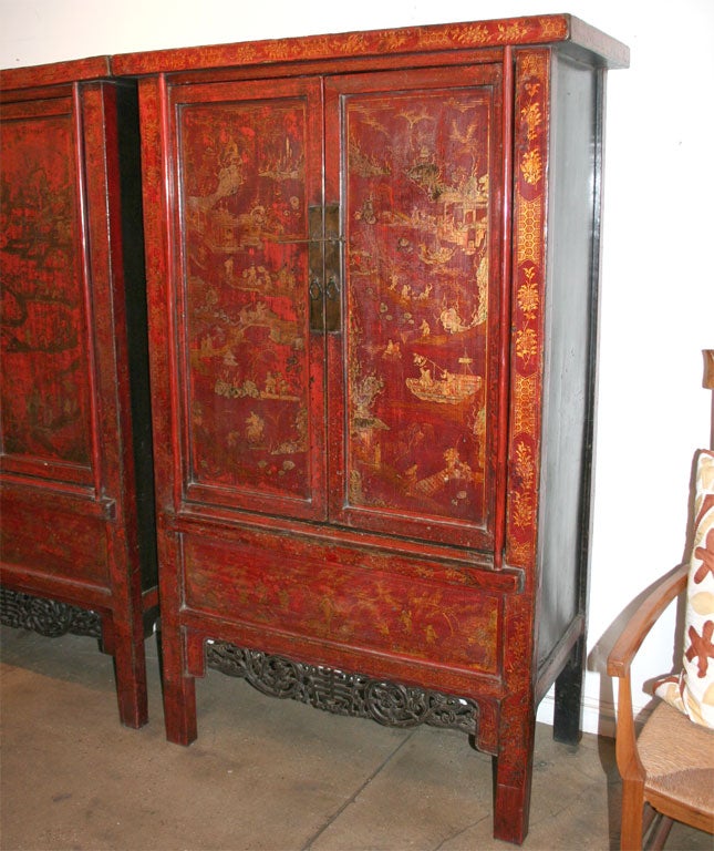 Rare Red Lacquered Cabinet