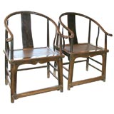 Antique Set of 2 high back horseshoe chairs