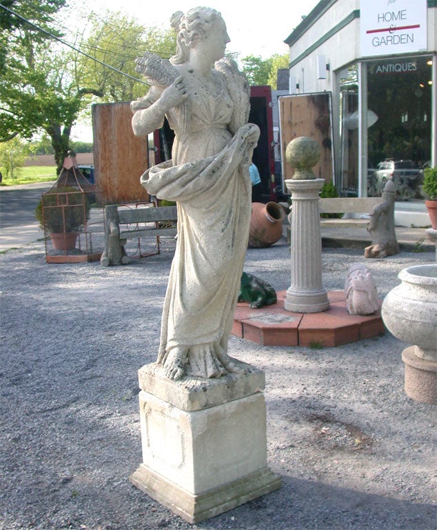 VICENZA STONE HAND CARVED STATUE. STATUE REPRESENTS CERES, GODESS OF GRAIN.