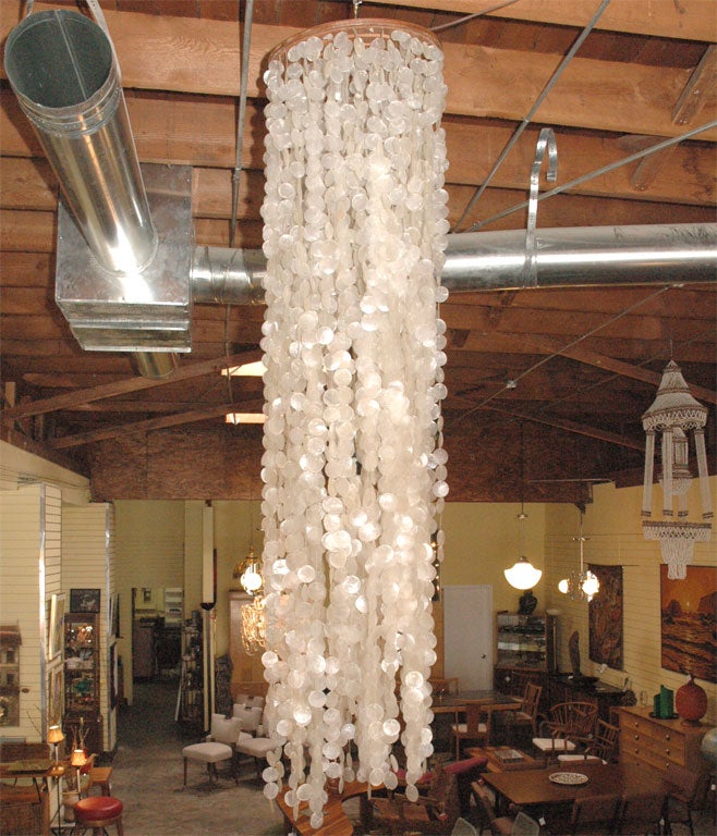 American Capiz shell huge chandelier in the manner of Verner Panton