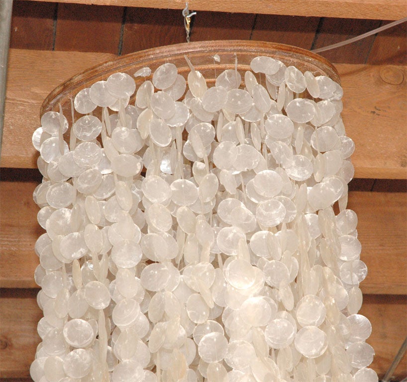 Mid-20th Century Capiz shell huge chandelier in the manner of Verner Panton