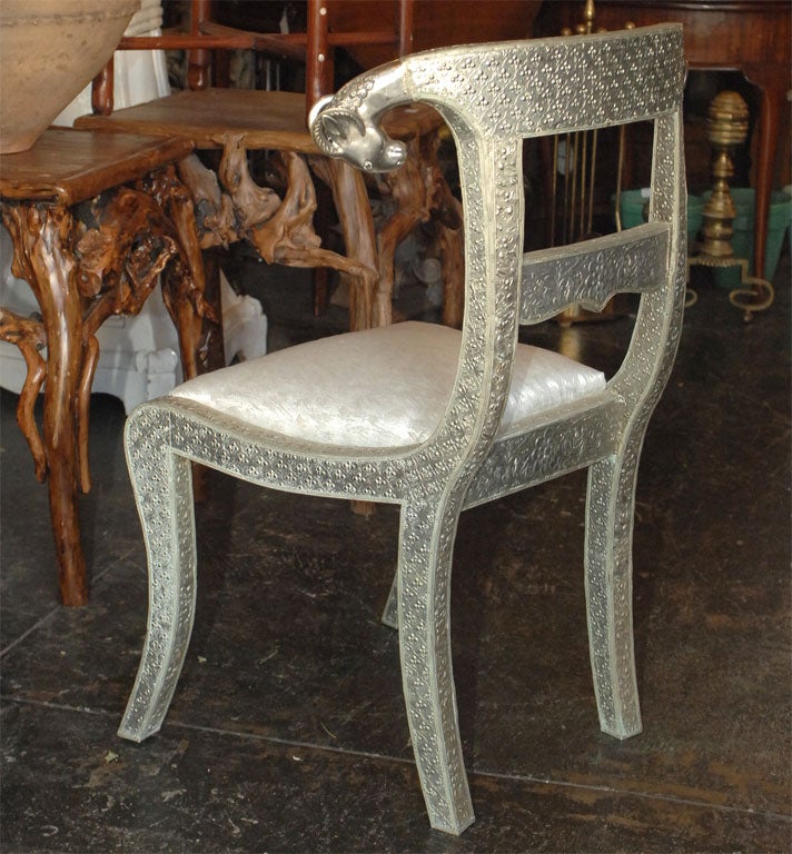 Pair of Anglo Indian Metal Clad Regency Style Chairs 6