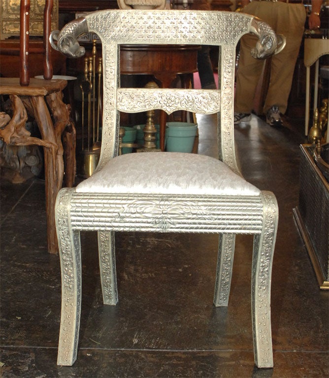 Pair of Anglo Indian Metal Clad Regency Style Chairs 7