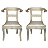 Vintage Pair of Anglo Indian Metal Clad Regency Style Chairs