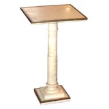 Small Italian White Marble Pedestal Table with Bronze Trim Small Italian White Marble Pedestal Table with Bronze Trim