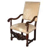 Antique 17th Century Turned and Carved Walnut Armchair