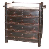 Antique Faux Bamboo Washstand with Marble Backsplash