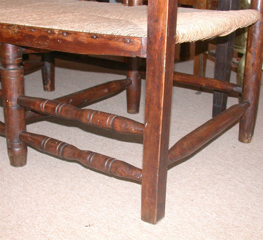 Antique French  Rush Seat Long Bench 2