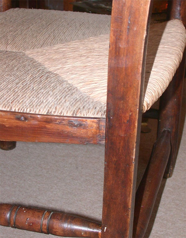 Antique French  Rush Seat Long Bench 3