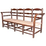 Antique French  Rush Seat Long Bench