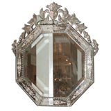 Octagonal Venetian Mirror with Etched and Beveled Glass