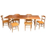 Milo Baughman for Murray Furniture Maple and Brass Dining Set