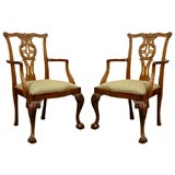 Antique SET of 12 Chippendale-design Mahogany Dining Chairs, c. 1870