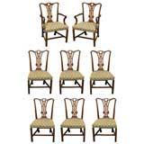 Antique SET of 8 Chippendale design Dining Chairs, c. 1870