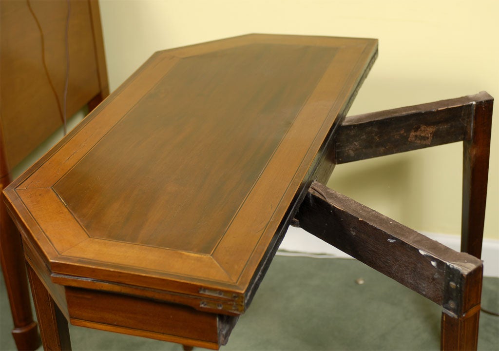 18th Century and Earlier Inlaid Octagonal Card Table, with leather interior, c. 1790 For Sale