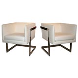 Floating Cube Club Chairs by Milo Baughman for Thayer Coggin