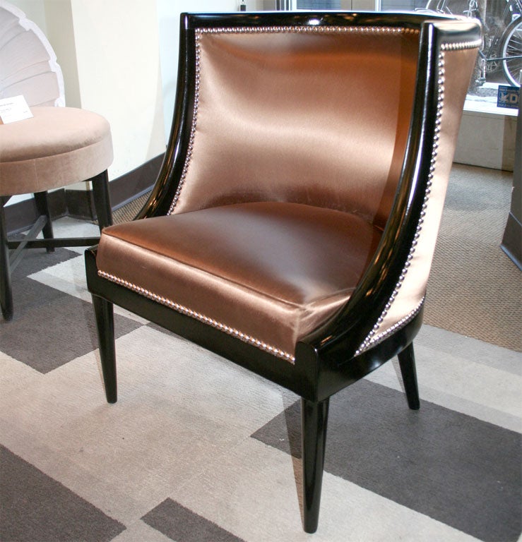 Pair of Silk Copper Directoire Style Chairs