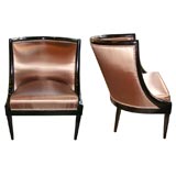 Pair of Silk Copper Directoire Style Chairs