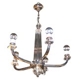 Glass Rod & Crystal Art Deco Chandelier