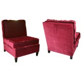 Pair of Garnet Mohair Slipper Chairs