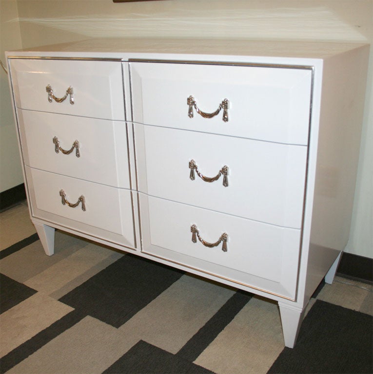 Pair of White Lacquered Commodes by the Charak Modern Company
