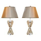 Pair of 1940's Crystal Lamps by Orrefors