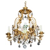 Gilt iron, rock crystal and "Sansson"porcelain eight lchandelier