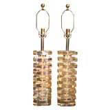 Pair of Karl Springer Style Lucite Lamps Pair of Karl Springer Style Lucite Lamps