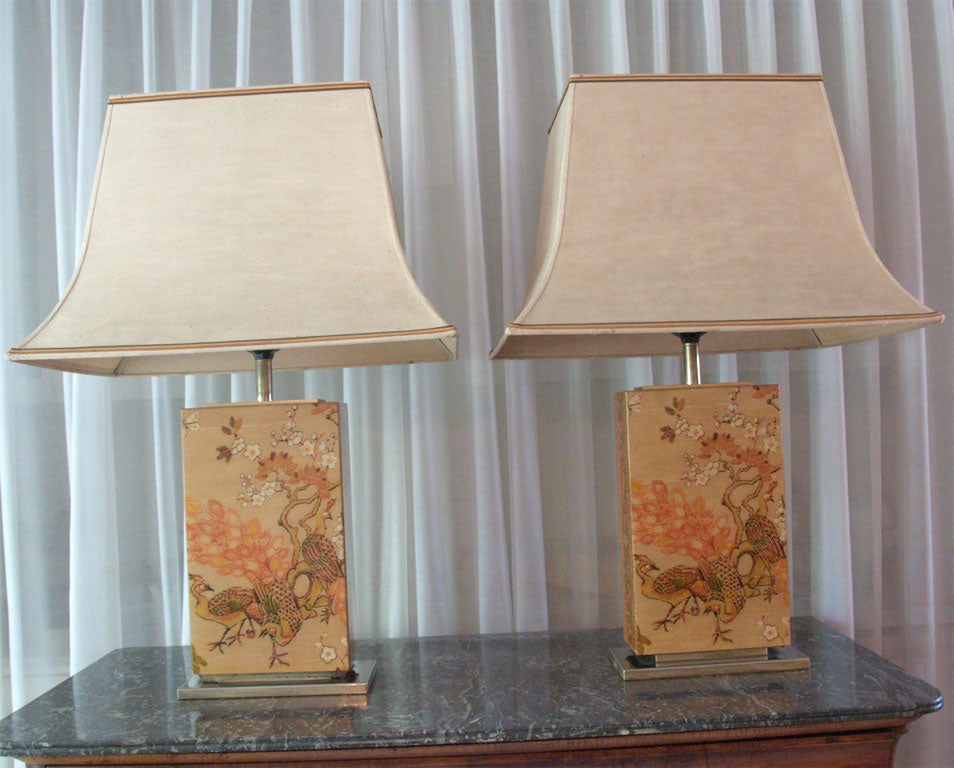 Pair Lacquered Table lamps in the Oriental Taste