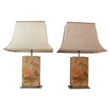 Pair Lacquered Table lamps in the Oriental Taste