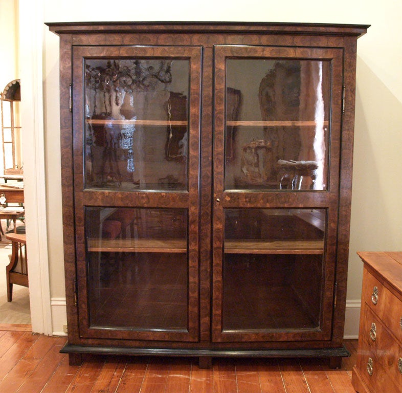 18th Century Oyster Veneer Bibliotheque or Cabinet