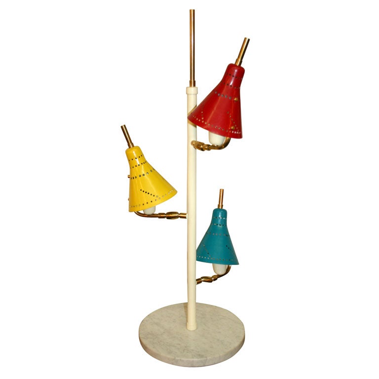 Stilnovo Three-Arm Table Lamp Made in Milan For Sale