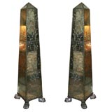 Pair of Large Mirrored Venetian Style Obelisks
