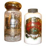Antique Two Fine & Large Parcel Gilt Glass Pharmacy Jars, 19th Century