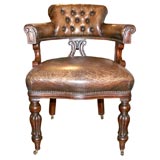 Generously Scaled Mahogany Desk Chair, 19th Century
