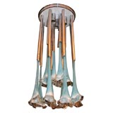 Turquoise Glass and Chrome Light Fixture