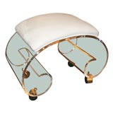 Vintage 1970
s Lucite and White Leather Stool