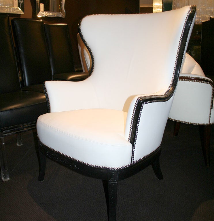 White Leather Fireside Chair