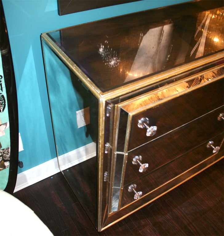 gold dresser with mirror