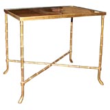 Vintage Bronze Bamboo-Form End Table by Bagues