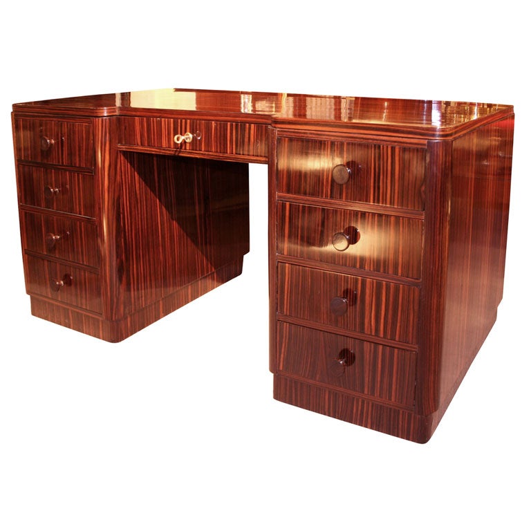 Macasssar Writing Desk with Eight Drawers, German 1930s at 1stdibs