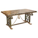 Marble and Iron Entrance/Dining Table By Raymond Subes