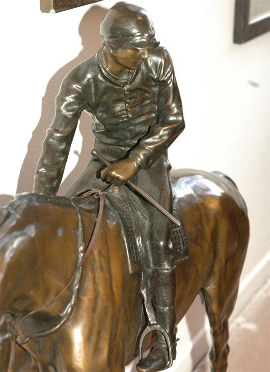 bronze horse and jockey sculpture