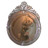 Round Venetian Mirror with Etched and Beveled Glass