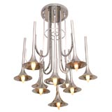 Unusual Ten Lights Trumpets Chandelier.